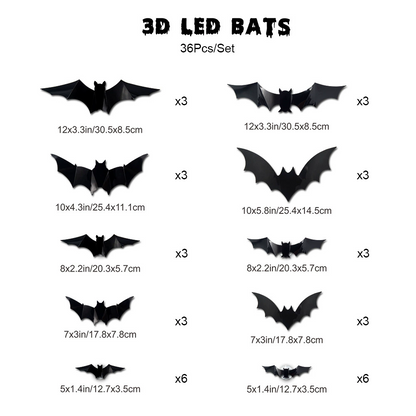 Halloween 3D Light-Up Bat Decorations