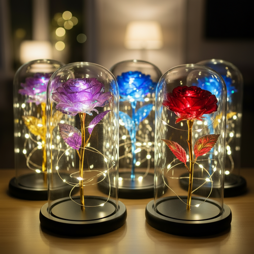 Simulated Gold Foil Rose & Preserved Flower