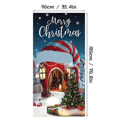 🎄Christmas Door Cover Banner Backdrop Decoration-Fabric Reusable