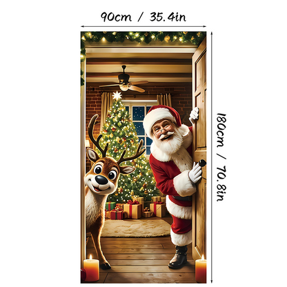 🎄Christmas Door Cover Banner Backdrop Decoration-Fabric Reusable