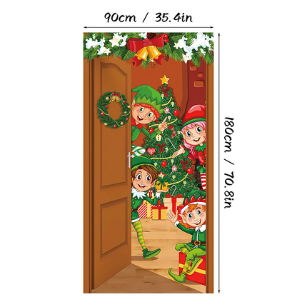 🎄Christmas Door Cover Banner Backdrop Decoration-Fabric Reusable