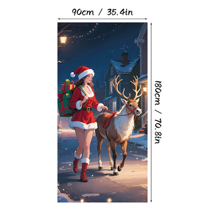 🎄Christmas Door Cover Banner Backdrop Decoration-Fabric Reusable