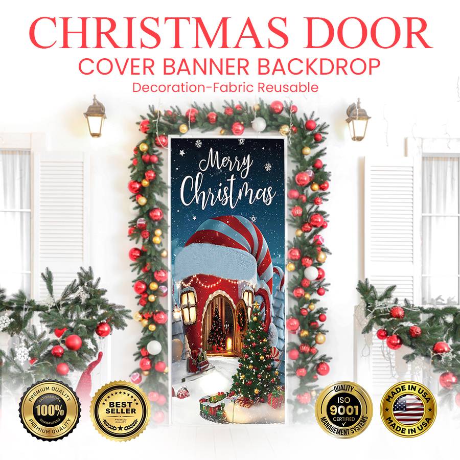 🎄Christmas Door Cover Banner Backdrop Decoration-Fabric Reusable