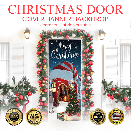 🎄Christmas Door Cover Banner Backdrop Decoration-Fabric Reusable