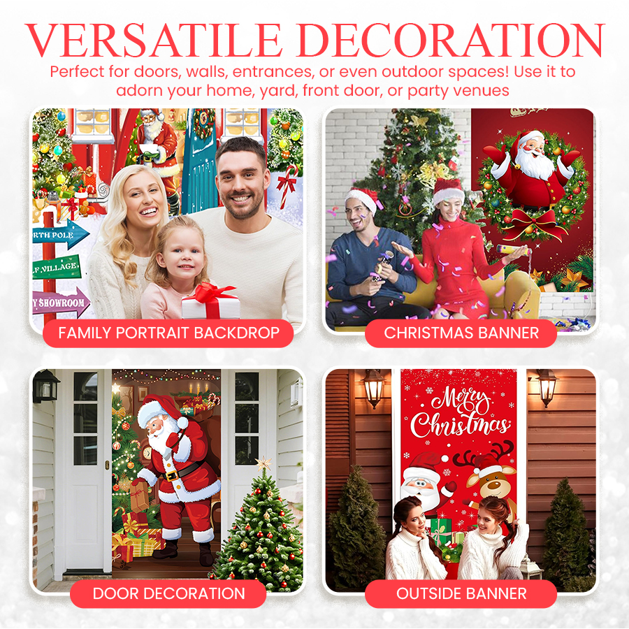 🎄Christmas Door Cover Banner Backdrop Decoration-Fabric Reusable