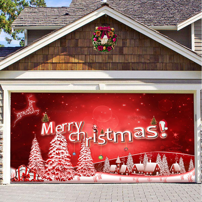 Christmas Garage Door Decor Banner - Festive Holiday Background