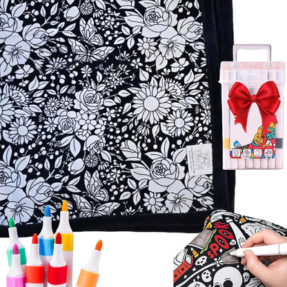 ⏳🎄Christmas Sale 49% OFF!!🎁🎨✨DIY Coloring Blanket With Markers