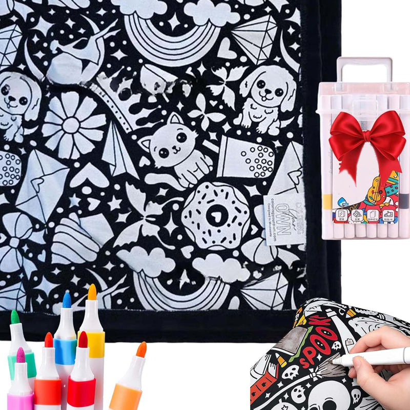 ⏳🎄Christmas Sale 49% OFF!!🎁🎨✨DIY Coloring Blanket With Markers