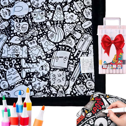 ⏳🎄Christmas Sale 49% OFF!!🎁🎨✨DIY Coloring Blanket With Markers