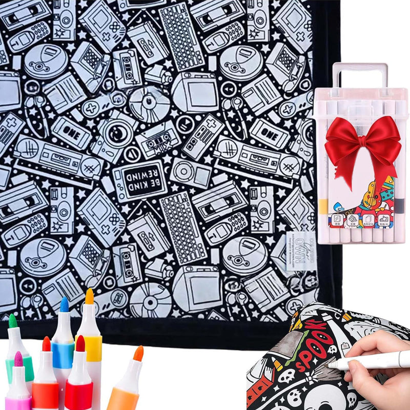 ⏳🎄Christmas Sale 49% OFF!!🎁🎨✨DIY Coloring Blanket With Markers